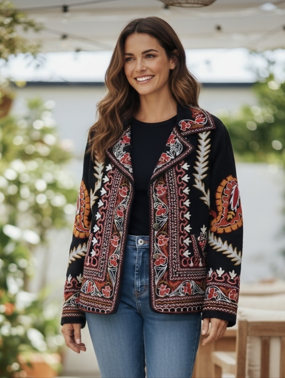paparazzi by Biz Black Embroidered Blazer Small